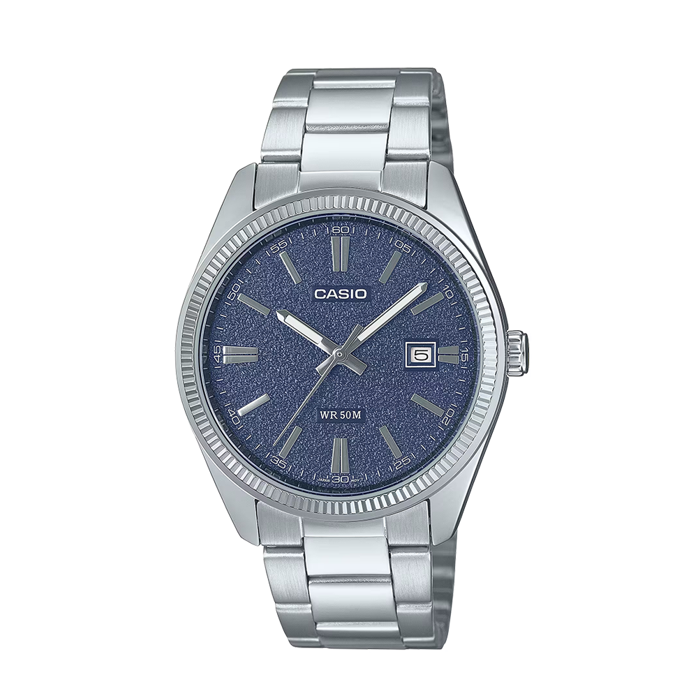 Casio MTP-1302DA-2A1VDF Men's Blue-Dial Stainless Steel Analog Watch