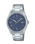 Casio MTP-1302DA-2A1VDF Men's Blue-Dial Stainless Steel Analog Watch