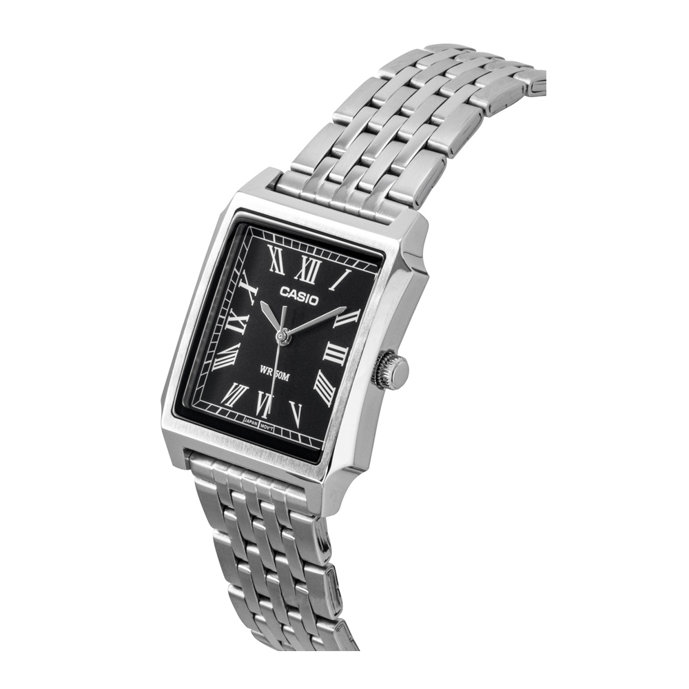 Casio MTP-B190D-1BVDF Men's Black-Dial Rectangular Analog Watch