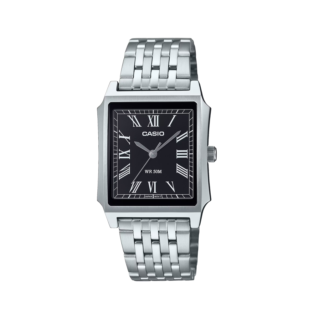 Casio MTP-B190D-1BVDF Men's Black-Dial Rectangular Analog Watch