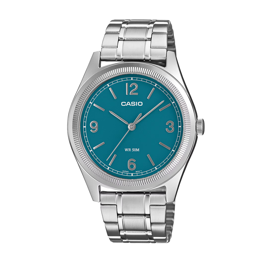 Casio MTP-B210D-2A1VDF Men's Blue-Dial Stainless Steel Analog Watch