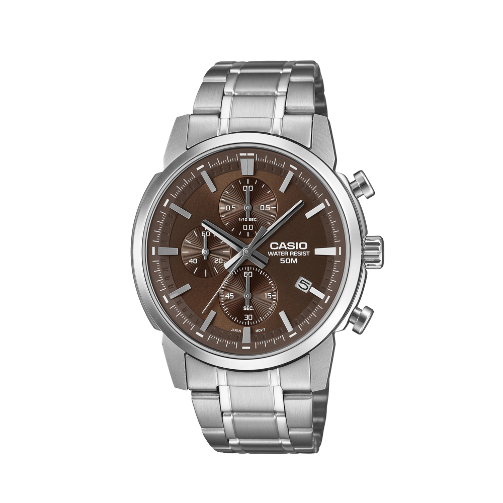 Casio MTP-E510D-5AVDF Men's Brown-Dial Stainless Steel Chronograph