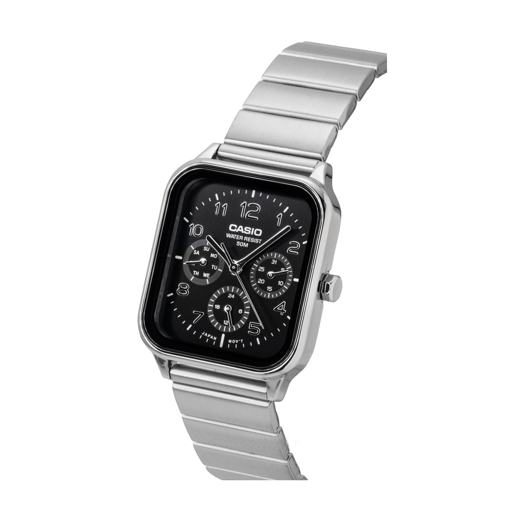 Casio MTP-M306D-1AVDF Men's Black-Dial Stainless Steel Multi-Dial Analog Watch