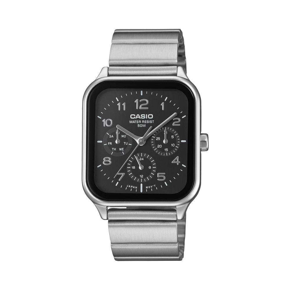 Casio MTP-M306D-1AVDF Men's Black-Dial Stainless Steel Multi-Dial Analog Watch