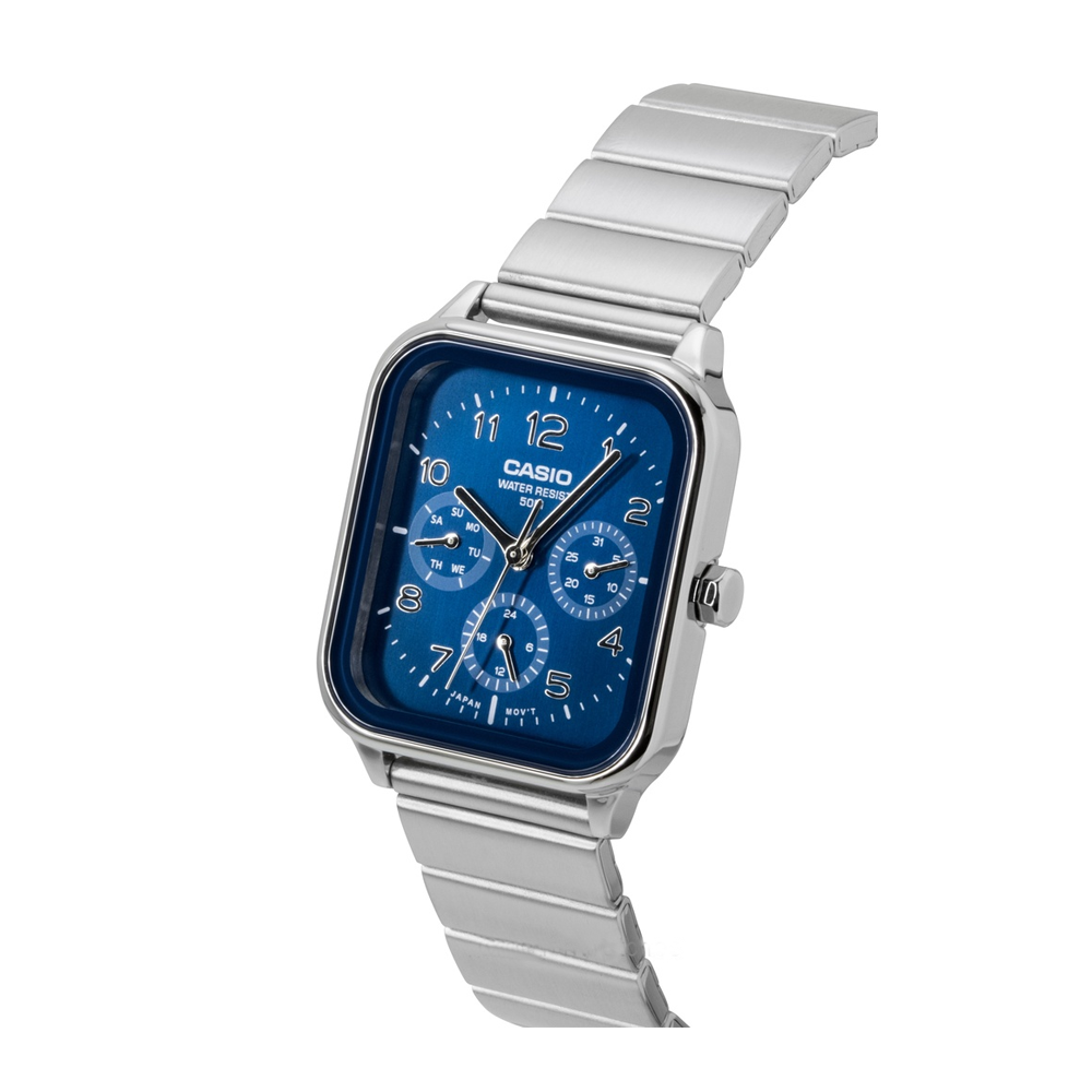 Casio MTP-M306D-2AVDF Men's Blue-Dial Stainless Steel Multi-Dial Analog Watch