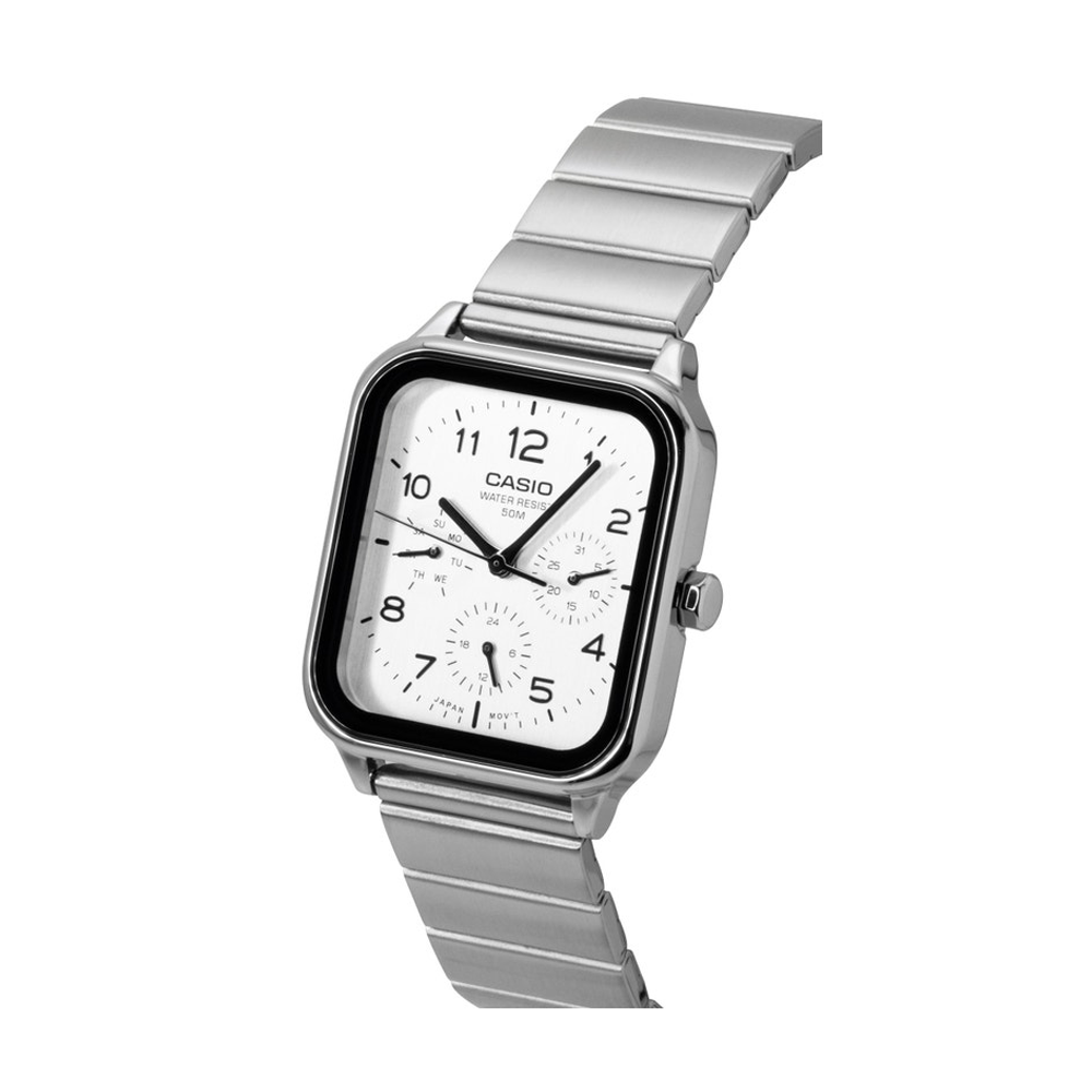 Casio MTP-M306D-7AVDF Men's White-Dial Stainless Steel Multi-Dial Analog Watch