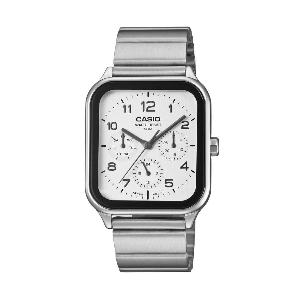 Casio MTP-M306D-7AVDF Men's White-Dial Stainless Steel Multi-Dial Analog Watch
