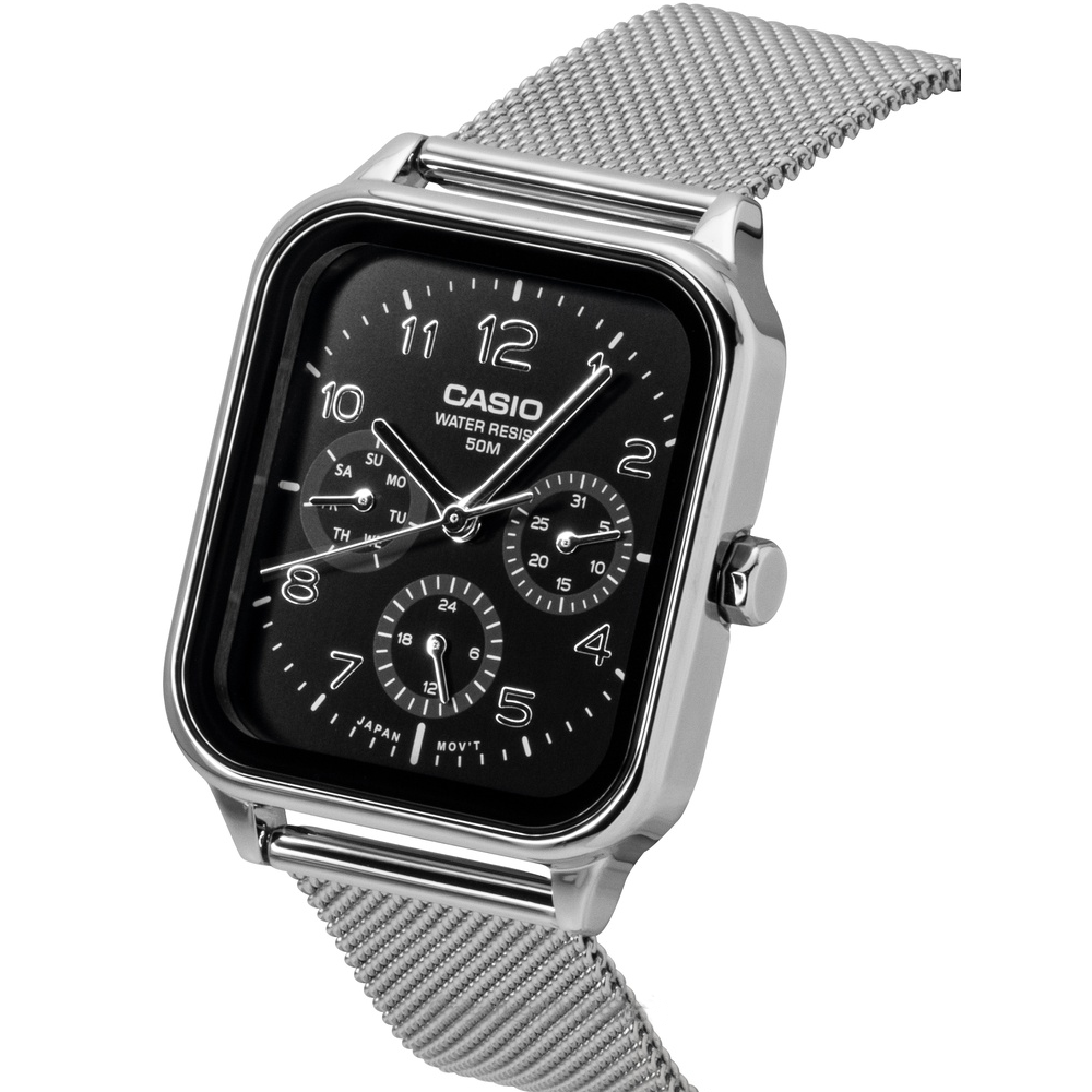 Casio MTP-M306M-1AVDF Men's Black-Dial Mesh Multi-Dial Analog Watch