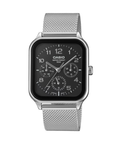 Casio MTP-M306M-1AVDF Men's Black-Dial Mesh Multi-Dial Analog Watch