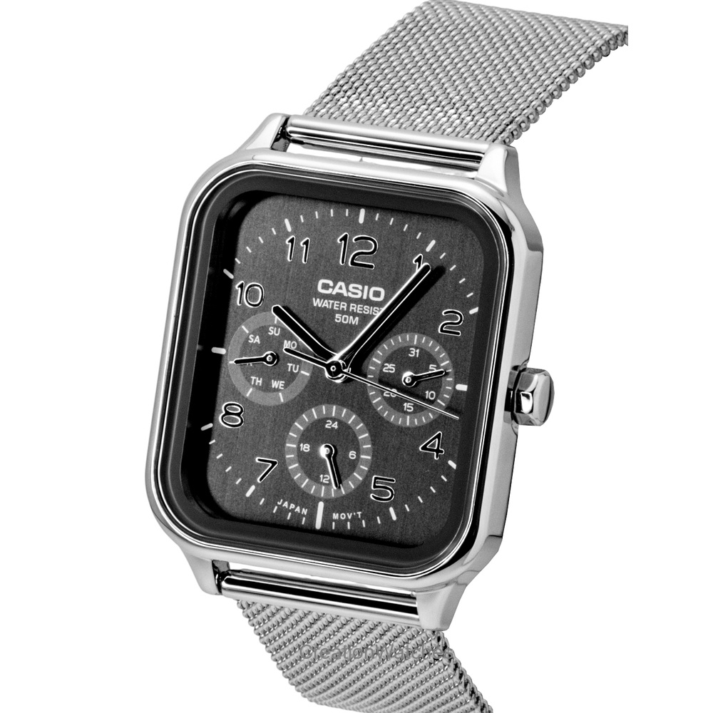 Casio MTP-M306M-8AVDF Men's Grey-Dial Mesh Multi-Dial Analog Watch