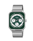 Casio MTP-M307D-3BVDF Men's Green-Dial Stainless Steel Multi-Dial Analog Watch