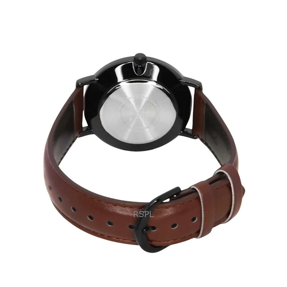 Casio MTP-VT03BL-7BDF Men's White-Dial Brown Leather Analog Watch