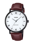 Casio MTP-VT03BL-7BDF Men's White-Dial Brown Leather Analog Watch