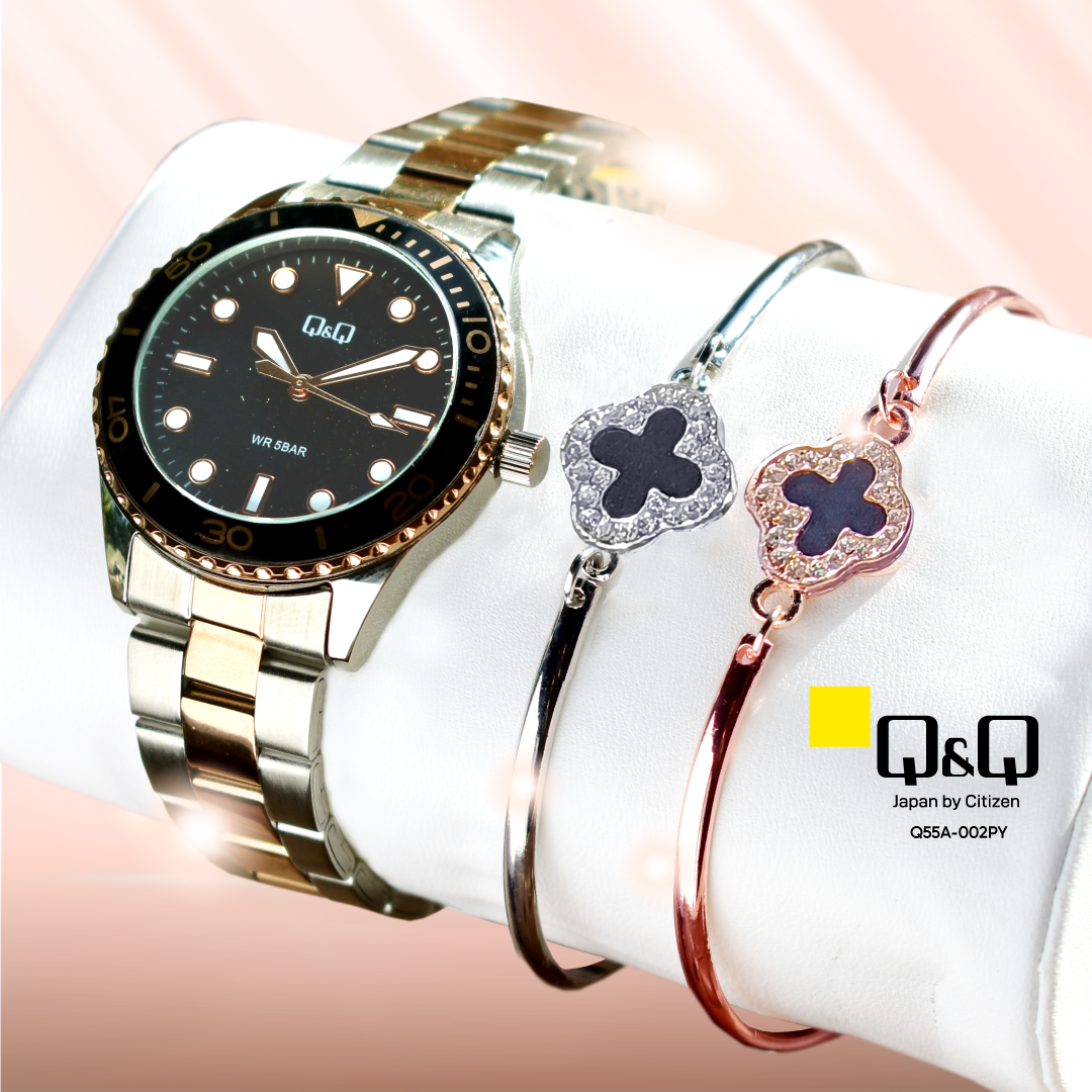 Q&amp;Q Japan By Citizen Q55A-002PY Analog (SET)