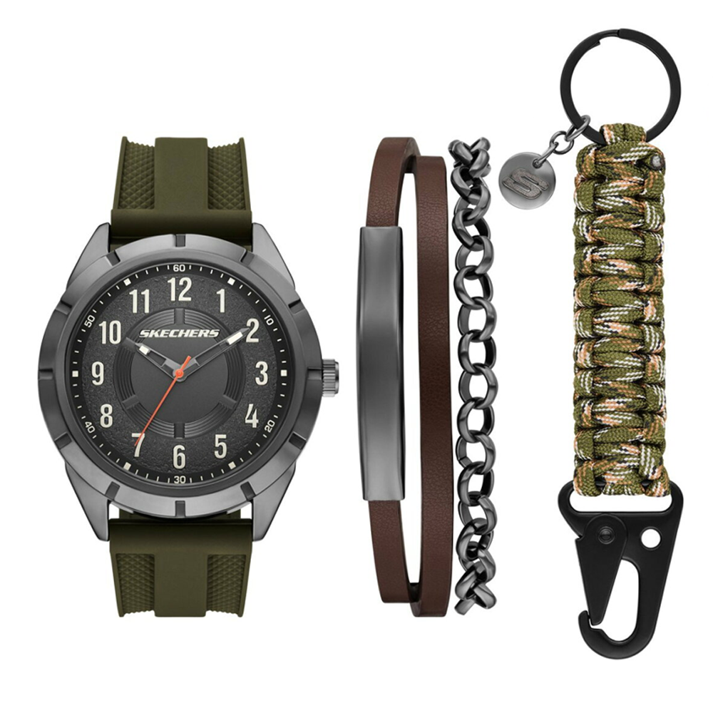 Skechers Men SR9143 Nylon Cord Keychain Analog Quartz Watch Set - View 1