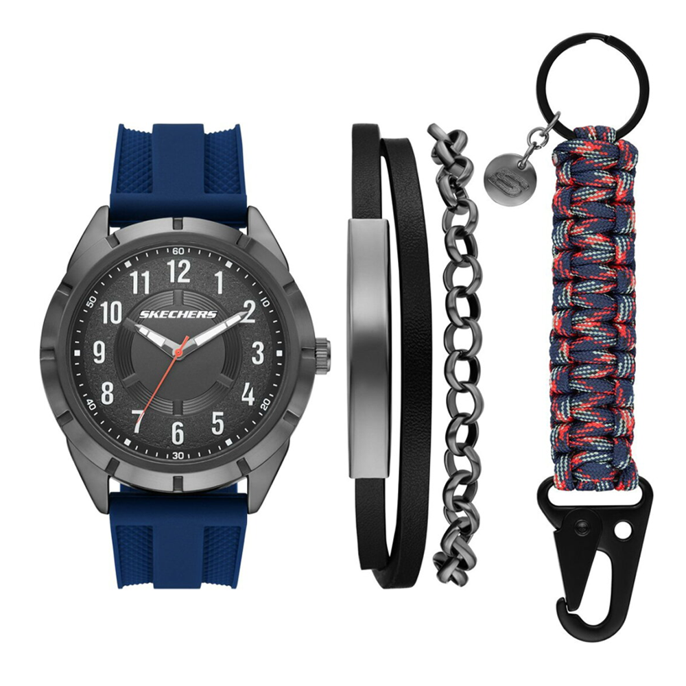 Skechers Men SR9145 Nylon Cord Keychain Analog Quartz Watch Set - View 1