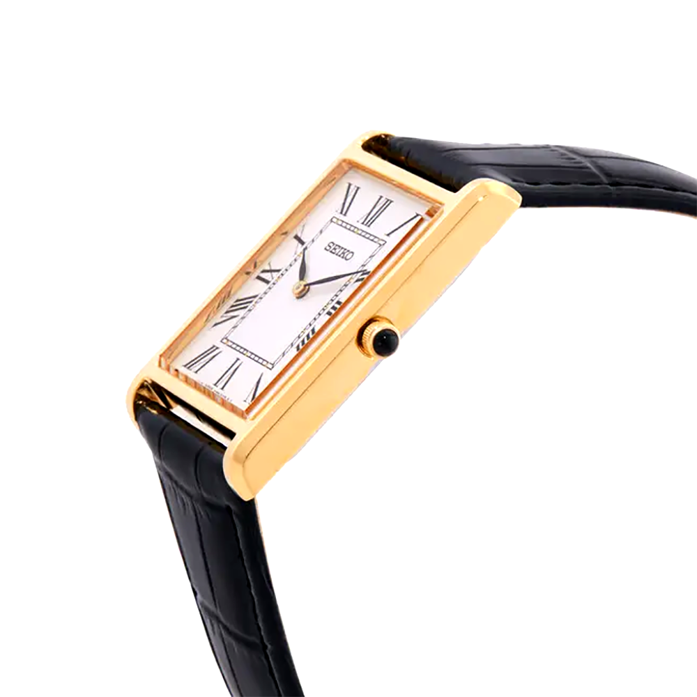 Seiko Classic SWR104P1 Men's Gold-Tone Quartz Leather Watch