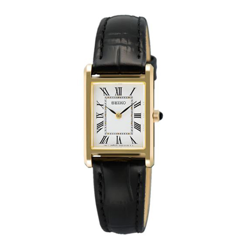Seiko Classic SWR108P1 Women's Gold-Tone Quartz Leather Watch