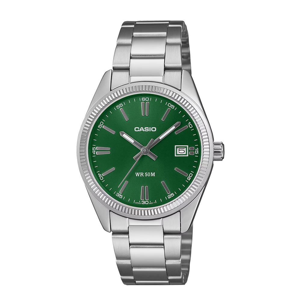 Casio UTP-1302PD-3A1VDF Unisex Silver/Green Analog Watch