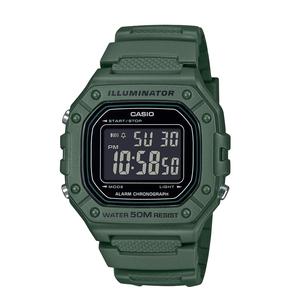 Casio W-218H-3BVDF Men's Green/Black Digital Watch