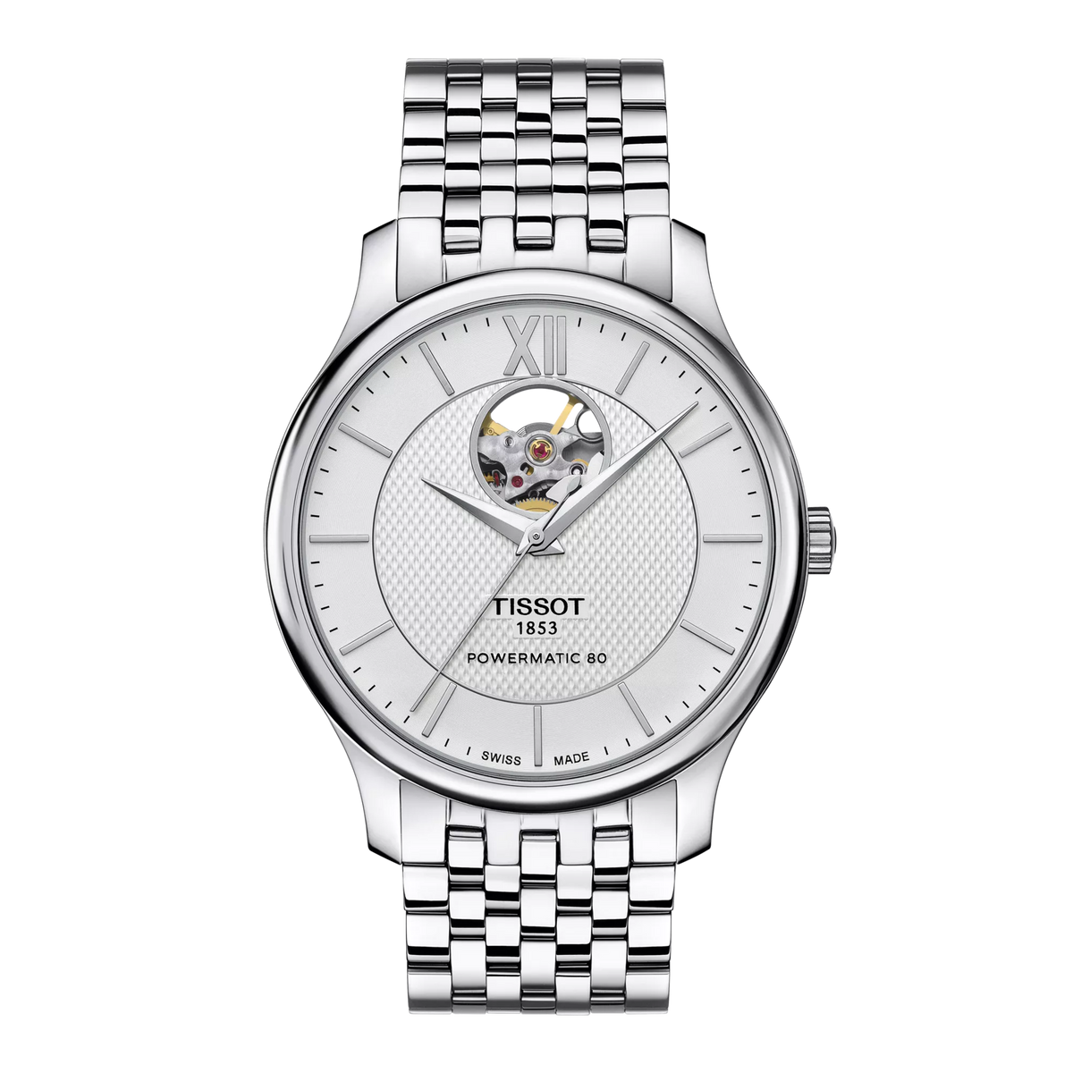 Tissot Tradition Powermatic 80 Open Heart 40mm T063.907.11.038.00 Men's Automatic Watch - front view