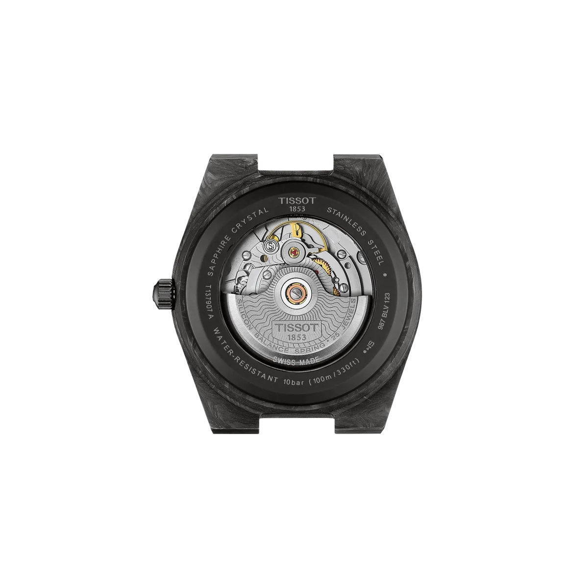 Tissot PRX Carbon 40.5mm T137.907.97.201.00 Men's Automatic Watch - caseback / rear (image 3)