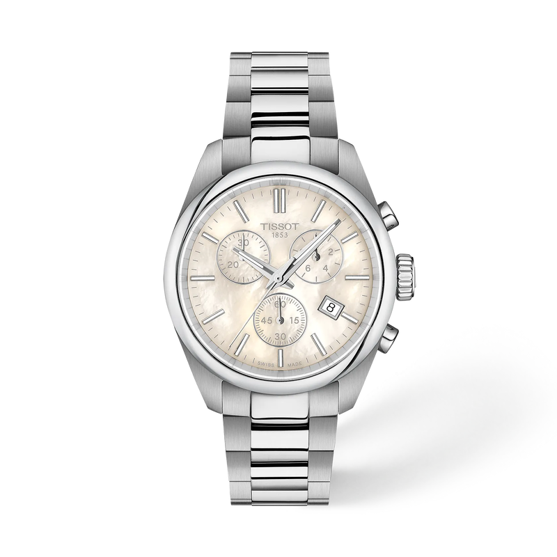 Tissot PR 100 36mm T150.217.11.111.00 Women's Quartz Chronograph Watch - front view
