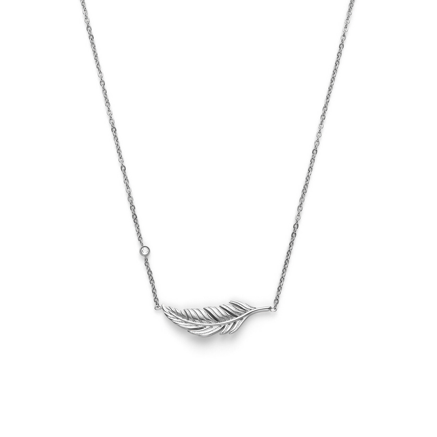 Olivia Burton 24100212 Signature Feather Silver Tone Necklace