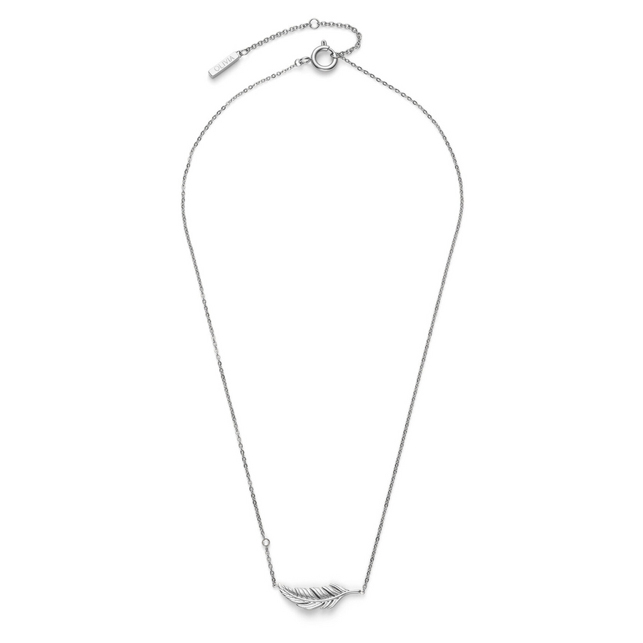 Olivia Burton 24100212 Signature Feather Silver Tone Necklace