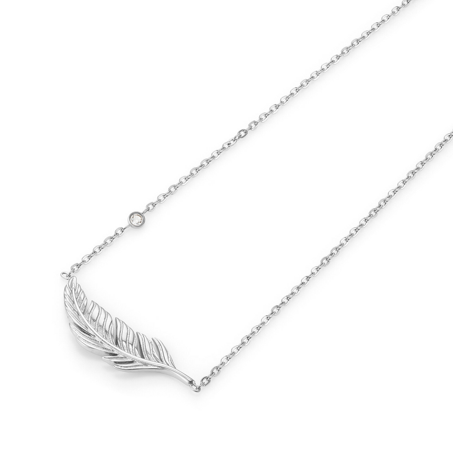 Olivia Burton 24100212 Signature Feather Silver Tone Necklace