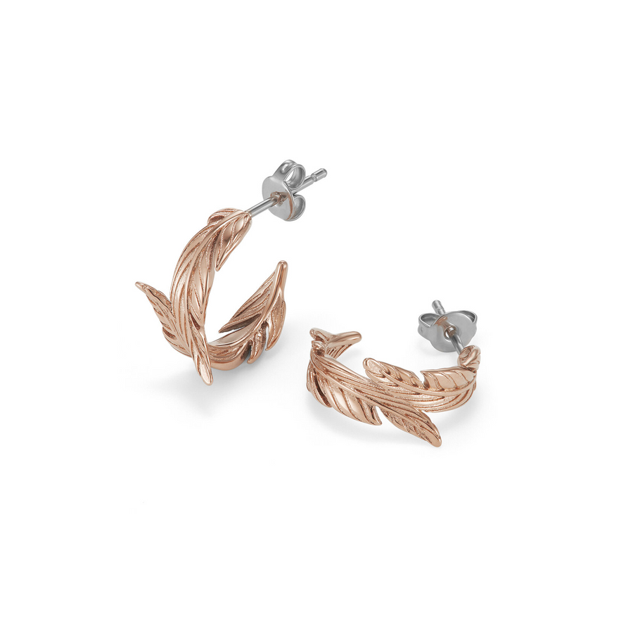 Olivia Burton 24100220 Signature Feather Rose Gold Plated Hoop Earrings