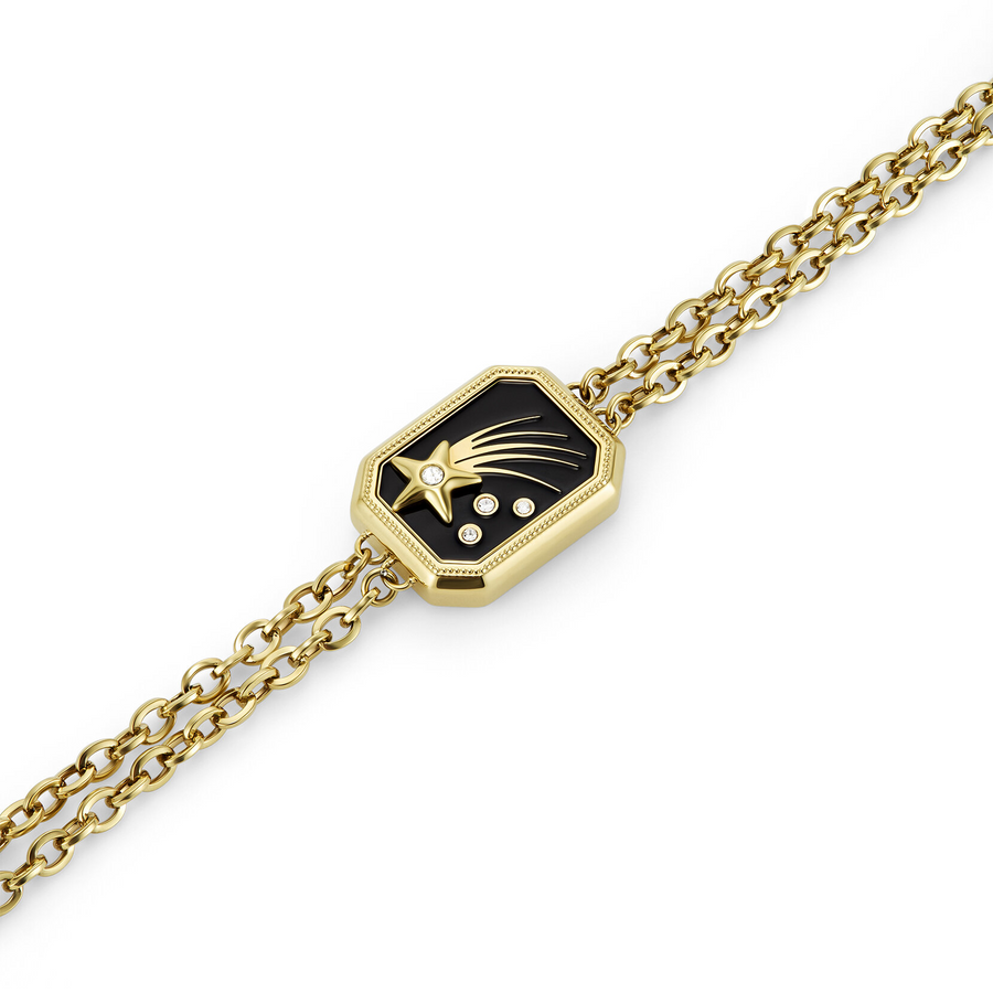 Olivia Burton 24100240 Signature Shooting Star Onyx & Gold Plated Bracelet