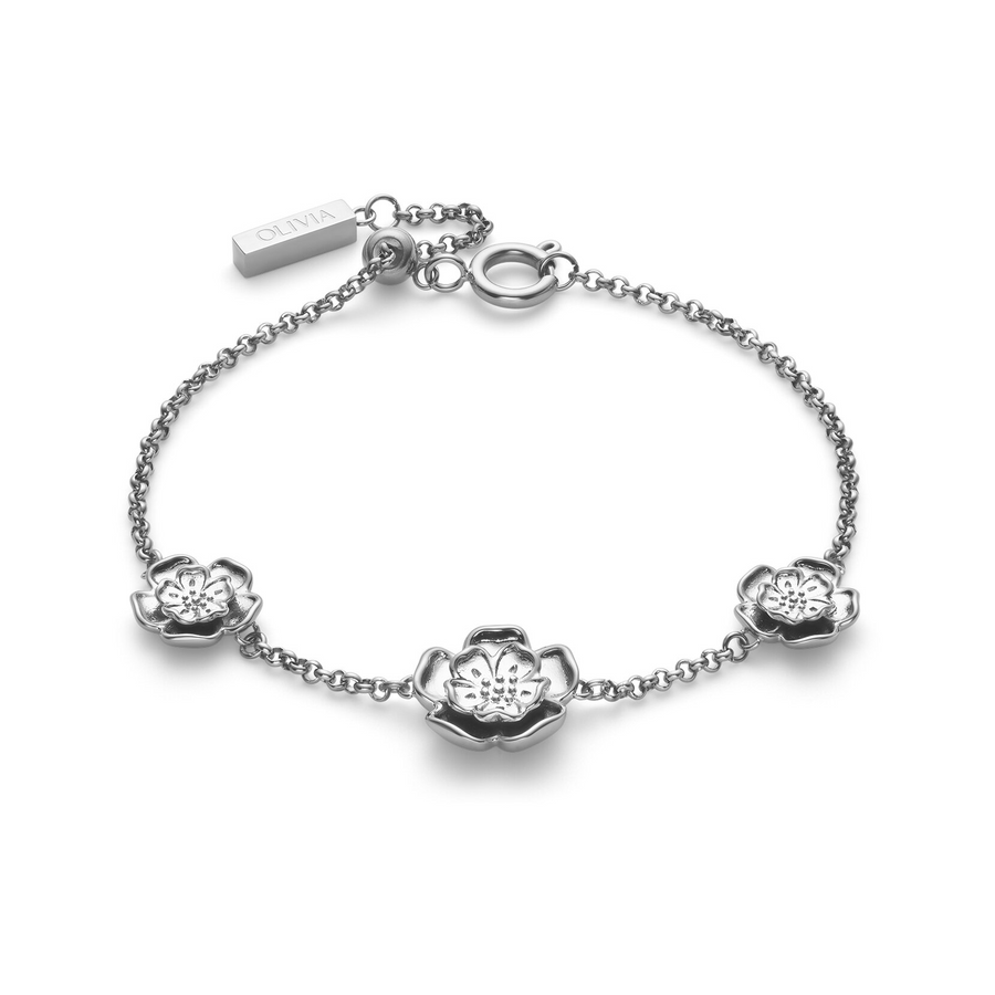 Olivia Burton 24100246 Signature Tudor Rose Silver Tone Bracelet