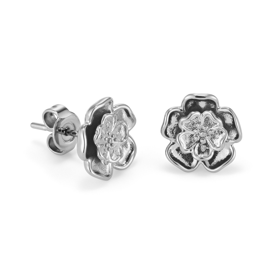 Olivia Burton 24100257 Signature Tudor Rose Silver Tone Stud Earrings