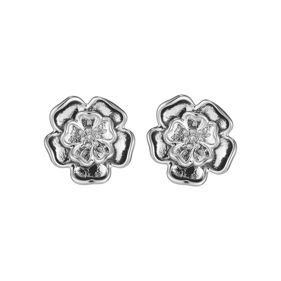 Olivia Burton 24100257 Signature Tudor Rose Silver Tone Stud Earrings