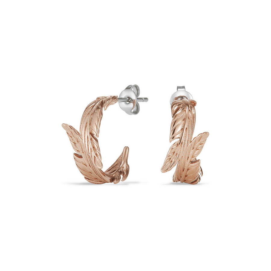 Olivia Burton 24100220 Signature Feather Rose Gold Plated Hoop Earrings