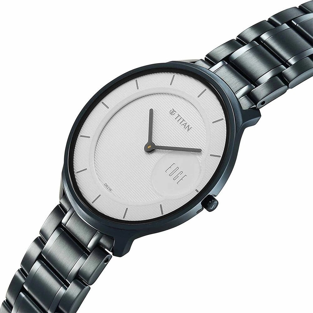 Titan Edge Murals Men's White Dial Blue Stainless Steel Watch 1843QM04