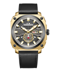 Hummer HM1026-1840 Men’s Multi-Function Japanese Quartz Gold-Tone Leather Watch