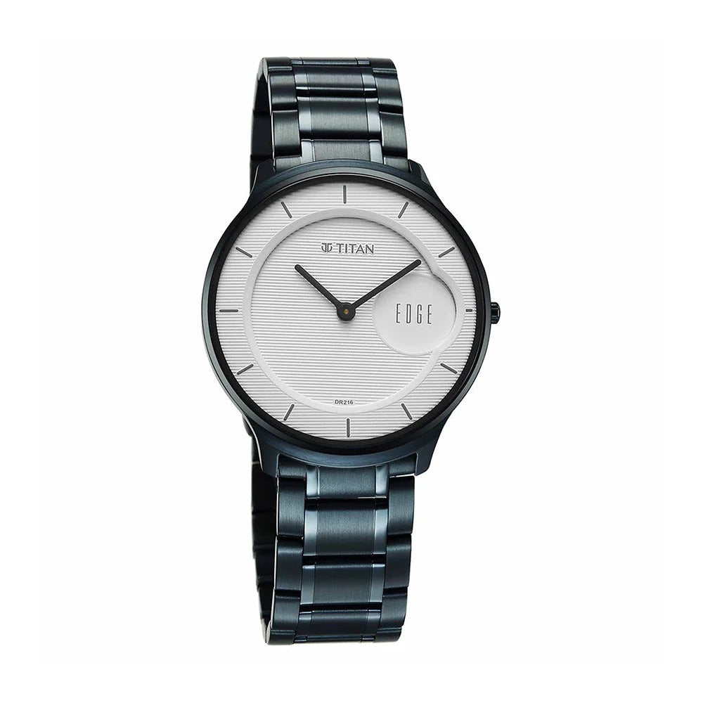 Titan Edge Murals Men's White Dial Blue Stainless Steel Watch 1843QM04