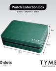 TYME Premium Watch Collection Box 10 Slot PVC Green