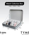 TYME Premium Watch Collection Box 10 Slot PVC Grey