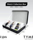 TYME Premium Watch Collection Box 12 Slot PVC Black