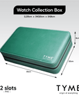 TYME Premium Watch Collection Box 12 Slot PVC Green