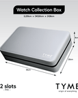 TYME Premium Watch Collection Box 12 Slot PVC Grey