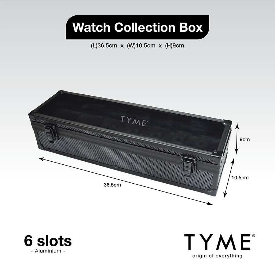TYME Premium Watch Collection Box 6 Slot Aluminium