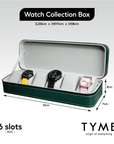 TYME Premium Watch Collection Box 6 Slot PVC Green