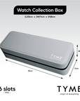 TYME Premium Watch Collection Box 6 Slot PVC Grey