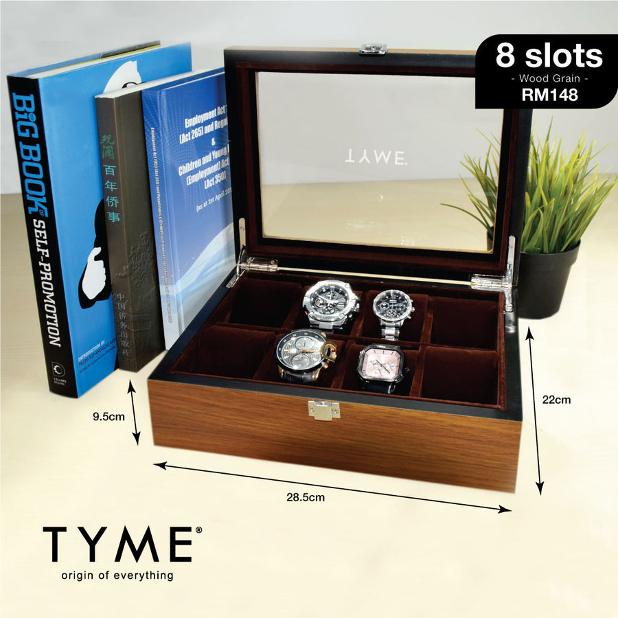 TYME Premium Watch Collection Box 8 Slot Wood