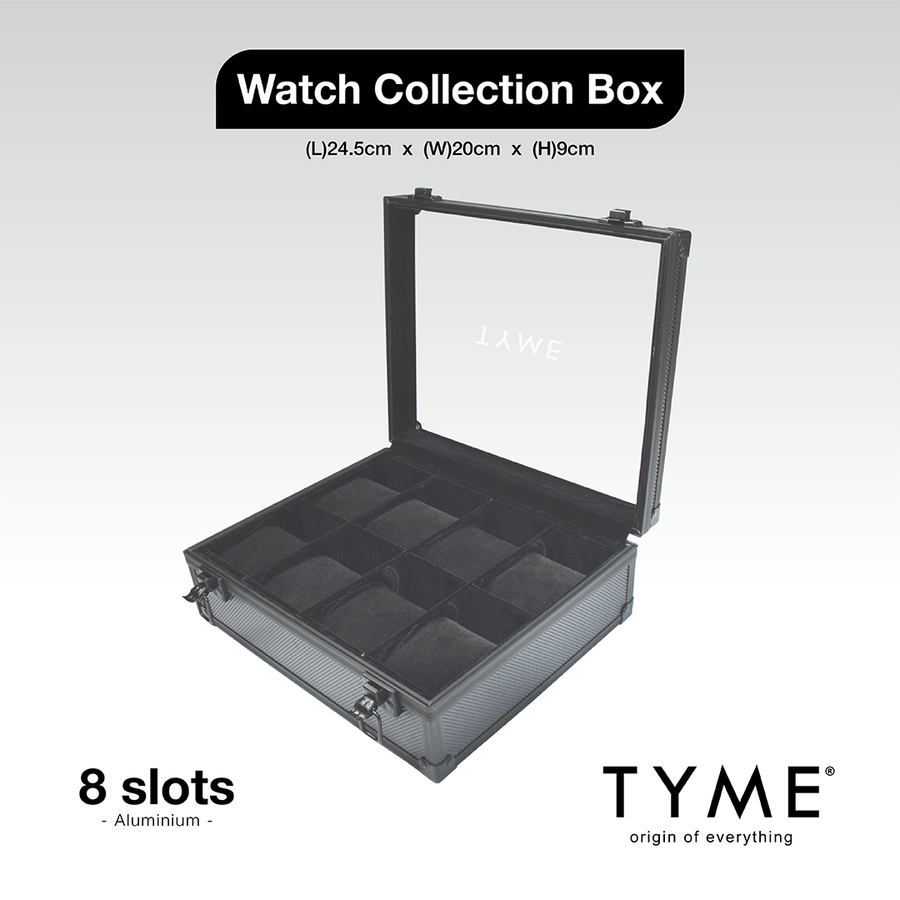 TYME Premium Watch Collection Box 8 Slot Aluminium