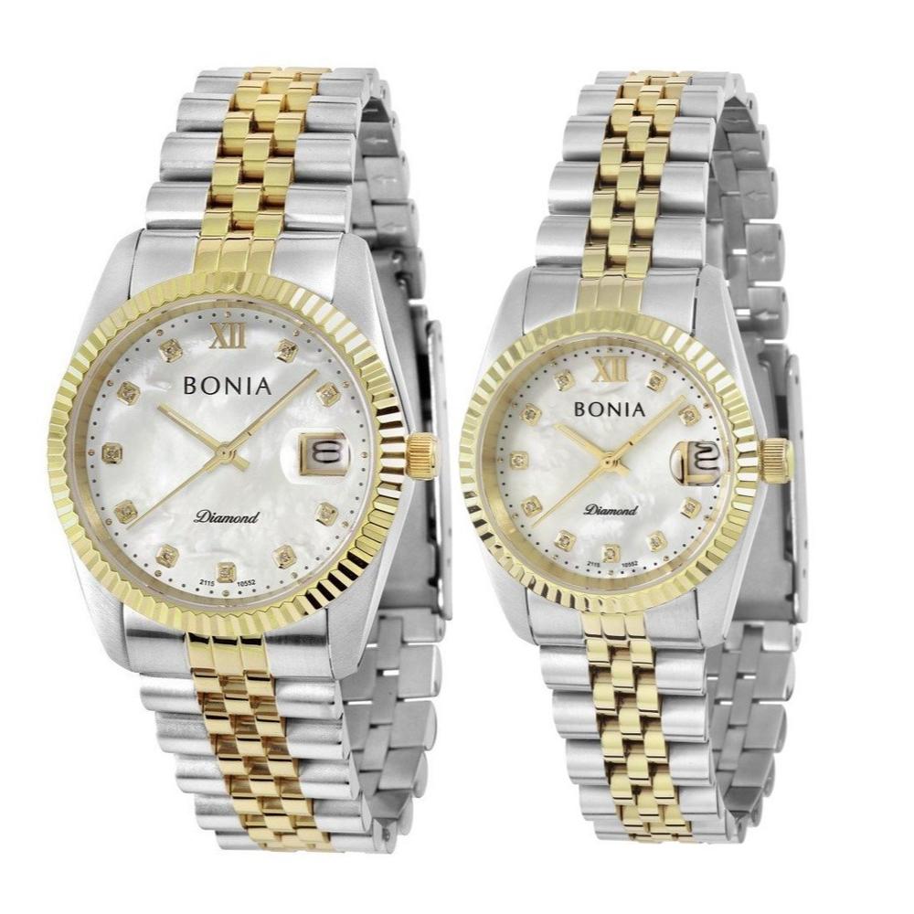 BONIA His &amp; Her B10552-1153 &amp; BNB10552-3153 Couple Quartz Watch Set